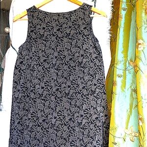 100% silk black dress, 8,  tan print, sheath